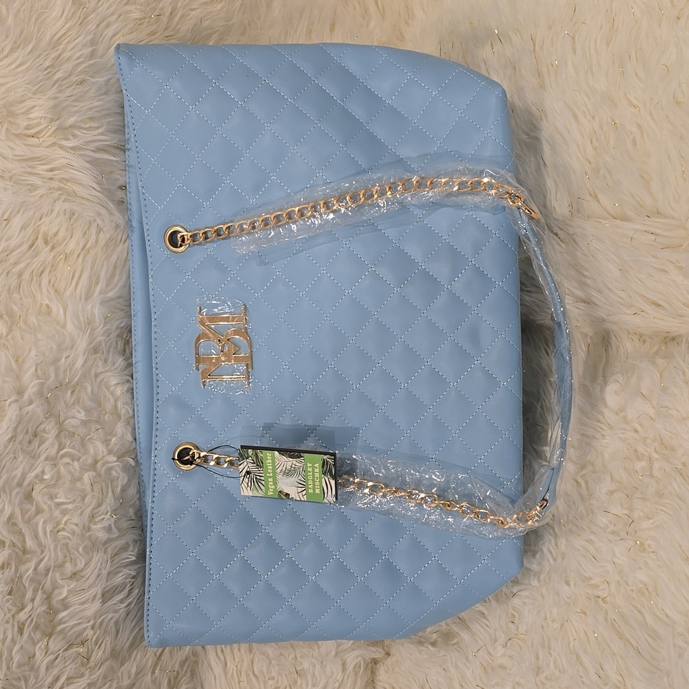 Badgley Mischka Blue Quilted Bag